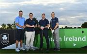 29 September 2022; The Olympic Federation of Ireland D team, from left, Roger O'Connor, Ed Wyeth, Sean Costello and Jerry Grant on the first tee box at the Olympic Federation of Ireland’s inaugural Make A Difference Athletes’ Fund Golf Tournament at The K Club in Kildare. The tournament saw 120 participants play the Palmer South Course at the K Club, as Olympians past and present, alongside dignitaries from across the Irish sporting and sponsorship spheres and partners and friends of the Irish Olympic Family came together at the iconic Kildare venue to get behind the Make A Difference Fund. The fund will be distributed directly back to Team Ireland athletes and hopefuls to help support the costs involved in their pursuit of excellence as they strive towards Paris 2024. Photo by Sam Barnes/Sportsfile