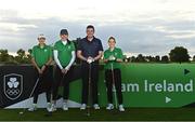 29 September 2022; Olympic Federation of Ireland Team C, from left, Sonia O'Sullivan, Annalise Murphy, Peter Sherrard and Nicci Daly on the first tee box at the Olympic Federation of Ireland’s inaugural Make A Difference Athletes’ Fund Golf Tournament at The K Club in Kildare. The tournament saw 120 participants play the Palmer South Course at the K Club, as Olympians past and present, alongside dignitaries from across the Irish sporting and sponsorship spheres and partners and friends of the Irish Olympic Family came together at the iconic Kildare venue to get behind the Make A Difference Fund. The fund will be distributed directly back to Team Ireland athletes and hopefuls to help support the costs involved in their pursuit of excellence as they strive towards Paris 2024. Photo by Sam Barnes/Sportsfile