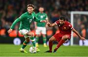 27 September 2022; Jeff Hendrick of Republic of Ireland and Artak Grigoryan of Armenia during the UEFA Nations League B Group 1 match between Republic of Ireland and Armenia at Aviva Stadium in Dublin. Photo by Ben McShane/Sportsfile