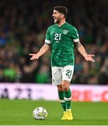 27 September 2022; Robbie Brady of Republic of Ireland during the UEFA Nations League B Group 1 match between Republic of Ireland and Armenia at Aviva Stadium in Dublin. Photo by Ben McShane/Sportsfile