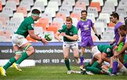 30 September 2022; Nathan Doak of Emerging Ireland passes to teammate Joe McCarthy during the Toyota Challenge match between Windhoek Draught Griquas and Emerging Ireland at Toyota Stadium in Bloemfontein, South Africa. Photo by Johan Pretorius/Sportsfile