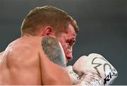 24 September 2022; Eric Donovan during his EBU European Union super-featherweight bout against Khalil El Hadri at the Europa Hotel in Belfast. Photo by Ramsey Cardy/Sportsfile