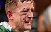 24 September 2022; Eric Donovan after his EBU European Union super-featherweight bout against Khalil El Hadri at the Europa Hotel in Belfast. Photo by Ramsey Cardy/Sportsfile