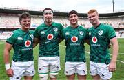 30 September 2022; Ireland players, from left, Michael McDonald, David McCann, Tom Stewart and Nathan Doak after the Toyota Challenge match between Windhoek Draught Griquas and Emerging Ireland at Toyota Stadium in Bloemfontein, South Africa. Photo by Johan Pretorius/Sportsfile