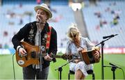 24 July 2022; Musician Mundy playing before the GAA Football All-Ireland Senior Championship Final match between Kerry and Galway at Croke Park in Dublin. Photo by Piaras Ó Mídheach/Sportsfile