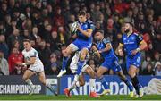 30 September 2022; Garry Ringrose of Leinster is tackled by Aaron Sexton of Ulster during the United Rugby Championship match between Ulster and Leinster at Kingspan Stadium in Belfast. Photo by Ramsey Cardy/Sportsfile