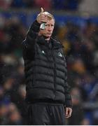 30 September 2022; Leinster head coach Leo Cullen before the United Rugby Championship match between Ulster and Leinster at Kingspan Stadium in Belfast. Photo by Ramsey Cardy/Sportsfile