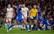 30 September 2022; Ross Byrne of Leinster during the United Rugby Championship match between Ulster and Leinster at Kingspan Stadium in Belfast. Photo by Ramsey Cardy/Sportsfile