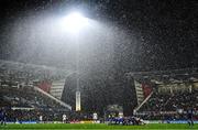 30 September 2022; A general view of a scrum during heavy rain during the United Rugby Championship match between Ulster and Leinster at Kingspan Stadium in Belfast. Photo by Ramsey Cardy/Sportsfile