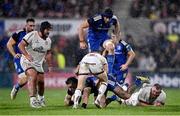 30 September 2022; Andrew Porter of Leinster attempts to make headway in the poor conditions during the United Rugby Championship match between Ulster and Leinster at Kingspan Stadium in Belfast. Photo by David Fitzgerald/Sportsfile