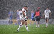 30 September 2022; Michael Lowry of Ulster wipes his face during heavy rain in the United Rugby Championship match between Ulster and Leinster at Kingspan Stadium in Belfast. Photo by David Fitzgerald/Sportsfile