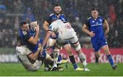 30 September 2022; Jack Conan of Leinster is tackled by Alan O'Connor of Ulster during the United Rugby Championship match between Ulster and Leinster at Kingspan Stadium in Belfast. Photo by Ramsey Cardy/Sportsfile