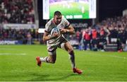 30 September 2022; Aaron Sexton of Ulster runs for the Leinster line during the United Rugby Championship match between Ulster and Leinster at Kingspan Stadium in Belfast. Photo by David Fitzgerald/Sportsfile