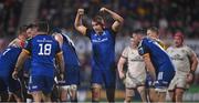 30 September 2022; Ross Molony of Leinster celebrates after his side won a penalty during the United Rugby Championship match between Ulster and Leinster at Kingspan Stadium in Belfast. Photo by David Fitzgerald/Sportsfile