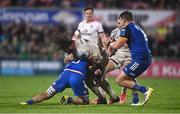 30 September 2022; John Andrew of Ulster is tackled by Will Connors of Leinster during the United Rugby Championship match between Ulster and Leinster at Kingspan Stadium in Belfast. Photo by David Fitzgerald/Sportsfile