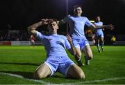 30 September 2022; Cian Kavanagh of Derry City, celebrates with teammate Ryan Graydon, right, after scoring their side's first goal during the SSE Airtricity League Premier Division match between St Patrick's Athletic and Derry City at Richmond Park in Dublin. Photo by Eóin Noonan/Sportsfile