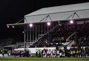 30 September 2022; Both teams after leaving the pitch due to a stoppage in play in the second half during the SSE Airtricity League Premier Division match between Dundalk and Drogheda United at Casey's Field in Dundalk, Louth. Photo by Ben McShane/Sportsfile