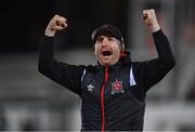 30 September 2022; Dundalk head coach Stephen O'Donnell celebrates after his side's victory in the SSE Airtricity League Premier Division match between Dundalk and Drogheda United at Casey's Field in Dundalk, Louth. Photo by Ben McShane/Sportsfile