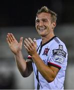 30 September 2022; John Mountney of Dundalk celebrates after his side's victory in the SSE Airtricity League Premier Division match between Dundalk and Drogheda United at Casey's Field in Dundalk, Louth. Photo by Ben McShane/Sportsfile