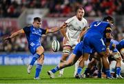 30 September 2022; Luke McGrath of Leinster during the United Rugby Championship match between Ulster and Leinster at Kingspan Stadium in Belfast. Photo by Ramsey Cardy/Sportsfile