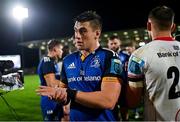 30 September 2022; Dan Sheehan of Leinster after the United Rugby Championship match between Ulster and Leinster at Kingspan Stadium in Belfast. Photo by Ramsey Cardy/Sportsfile