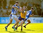 1 October 2022; Michael Darragh Macauley of Ballyboden St Enda's in action against Aaron Byrne of Na Fianna during the Dublin County Senior Club Football Championship Semi-Final match between Ballyboden St Endas and Na Fianna at Parnell Park in Dublin. Photo by Eóin Noonan/Sportsfile