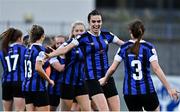 1 October 2022; Athlone Town players including Jessica Hennessy, centre, celebrate their side's second goal, scored by Gillian Keenan during the SSE Airtricity Women's National League match between Athlone Town and Wexford Youths at Athlone Town Stadium in Westmeath. Photo by Sam Barnes/Sportsfile