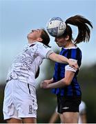 1 October 2022; Edel Kennedy of Wexford Youths in action against Scarlett Herron of Athlone Town during the SSE Airtricity Women's National League match between Athlone Town and Wexford Youths at Athlone Town Stadium in Westmeath. Photo by Sam Barnes/Sportsfile