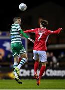 1 October 2022; Sean Gannon of Shamrock Rovers in action against Will Fitzgerald of Sligo Rovers during the SSE Airtricity League Premier Division match between Sligo Rovers and Shamrock Rovers at The Showgrounds in Sligo. Photo by Seb Daly/Sportsfile