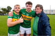 2 October 2022; Kevin Fahey, left, and Jack Kennedy of Clonmel Commercials celebrate with a supporter after the Tipperary County Senior Football Championship Semi-Final match between Moyle Rovers and Clonmel Commercials at Golden Kilfeacle GAA Club in Tipperary. Photo by Michael P Ryan/Sportsfile