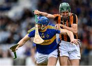2 October 2022; Stephen Maher of Clough/Ballacolla and Joseph Phelan of Camross tussle during the Laois County Senior Hurling Championship Final match between Clough/Ballacolla and Camross at MW Hire O'Moore Park in Portlaoise, Laois. Photo by Piaras Ó Mídheach/Sportsfile