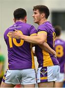 2 October 2022; Shane Walsh of Kilmacud Crokes, right, celebrates a score with teammate Tom Fox during the Dublin County Senior Club Football Championship Semi-Final match between Thomas Davis and Kilmacud Crokes at Parnell Park in Dublin. Photo by Eóin Noonan/Sportsfile
