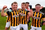 2 October 2022; Upperchurch-Drombane players Ger Grant, left, Padraig Greene and Conor Fahey celebrate after their side's victory in the Tipperary County Senior Football Championship Semi-Final match between Loughmore-Castleiney and Upperchurch-Drombane at Golden Kilfeacle GAA Club in Tipperary. Photo by Michael P Ryan/Sportsfile