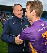 2 October 2022; Kilmacud Crokes manager Robbie Brennan celebrates with Ross McGowan of Kilmacud Crokes after the Dublin County Senior Club Football Championship Semi-Final match between Thomas Davis and Kilmacud Crokes at Parnell Park in Dublin. Photo by Eóin Noonan/Sportsfile