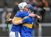 2 October 2022; Clough/Ballacolla players Stephen Maher, right, and Brian Corby celebrate after their side's victory in the Laois County Senior Hurling Championship Final match between Clough/Ballacolla and Camross at MW Hire O'Moore Park in Portlaoise, Laois. Photo by Piaras Ó Mídheach/Sportsfile