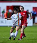 24 September 2022; Abbie Brophy of Bohemians in action against Leah Doyle of Shelbourne during the EVOKE.ie FAI Women's Cup Semi-Final match between Shelbourne and Bohemians at Tolka Park in Dublin. Photo by Seb Daly/Sportsfile