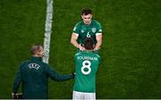 27 September 2022; Jayson Molumby of Republic of Ireland, top, high-fives team-mate Conor Hourihane after being substituted during UEFA Nations League B Group 1 match between Republic of Ireland and Armenia at Aviva Stadium in Dublin. Photo by Sam Barnes/Sportsfile