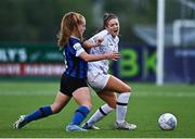 1 October 2022; Becky Watkins of Wexford Youths is fouled by Muireann Devaney of Athlone Town during the SSE Airtricity Women's National League match between Athlone Town and Wexford Youths at Athlone Town Stadium in Westmeath. Photo by Sam Barnes/Sportsfile