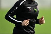 1 October 2022; A green ribbon is seen on the training top of Orlaith Conlon of Wexford Youths during the SSE Airtricity Women's National League match between Athlone Town and Wexford Youths at Athlone Town Stadium in Westmeath. Photo by Sam Barnes/Sportsfile