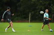 3 October 2022; Jonathan Sexton and senior coach Stuart Lancaster during a Leinster rugby squad training session at UCD in Dublin. Photo by Harry Murphy/Sportsfile