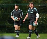 3 October 2022; Cian Healy and Tadhg Furlong during a Leinster rugby squad training session at UCD in Dublin. Photo by Harry Murphy/Sportsfile