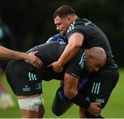 3 October 2022; Rhys Ruddock and Tadgh McElroy during a Leinster rugby squad training session at UCD in Dublin. Photo by Harry Murphy/Sportsfile