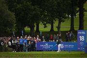25 September 2022; Leona Maguire of Ireland tees off at the 18th tee box during round four of the KPMG Women's Irish Open Golf Championship at Dromoland Castle in Clare. Photo by Brendan Moran/Sportsfile