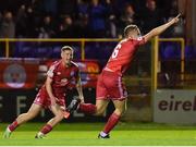 3 October 2022; Jonathan Lunney of Shelbourne celebrates after scoring his side's fourth goal during the SSE Airtricity League Premier Division match between Shelbourne and St Patrick's Athletic at Tolka Park in Dublin. Photo by Tyler Miller/Sportsfile