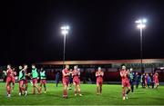 3 October 2022; Shelbourne players applaud toward their supporters after the SSE Airtricity League Premier Division match between Shelbourne and St Patrick's Athletic at Tolka Park in Dublin. Photo by Ben McShane/Sportsfile