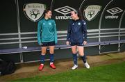 4 October 2022; Roma McLaughlin, right, and Keeva Keenan during a Republic of Ireland Women training session at the FAI National Training Centre in Abbotstown, Dublin. Photo by Stephen McCarthy/Sportsfile