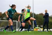 4 October 2022; Denise O'Sullivan and Katie McCabe, left, during a Republic of Ireland Women training session at the FAI National Training Centre in Abbotstown, Dublin. Photo by Stephen McCarthy/Sportsfile