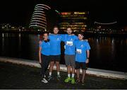 4 October 2022; Bella Smith, David Fitzgerald, Sam Barnes and Harry Murphy of Sportsfile after competing in the Grant Thornton Corporate 5K Challenge at Dublin Docklands in Dublin. Photo by Eóin Noonan/Sportsfile