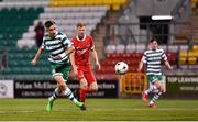 4 October 2022; Michael Leddy of Shamrock Rovers shoots to score his side's first goal during the UEFA Youth League First Round 2nd Leg match between Shamrock Rovers and AZ Alkmaar at Tallaght Stadium in Dublin. Photo by Ben McShane/Sportsfile
