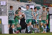4 October 2022; Shamrock Rovers players, including Carl Lennox, after the UEFA Youth League First Round 2nd Leg match between Shamrock Rovers and AZ Alkmaar at Tallaght Stadium in Dublin. Photo by Ben McShane/Sportsfile